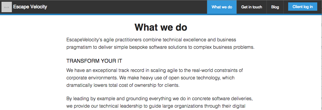 escapevelocity.io services page