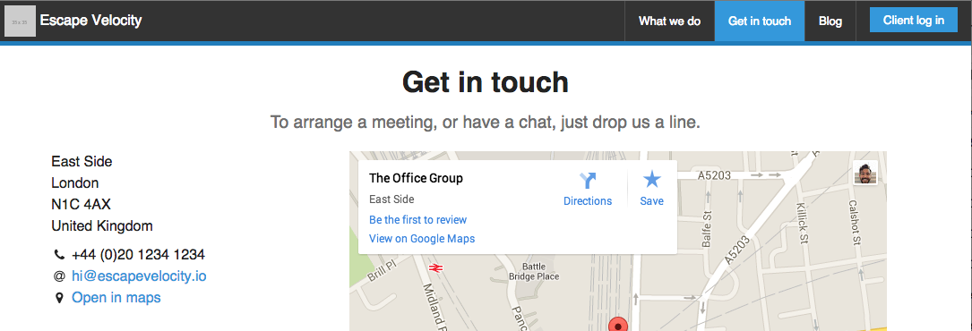 escapevelocity.io contact page